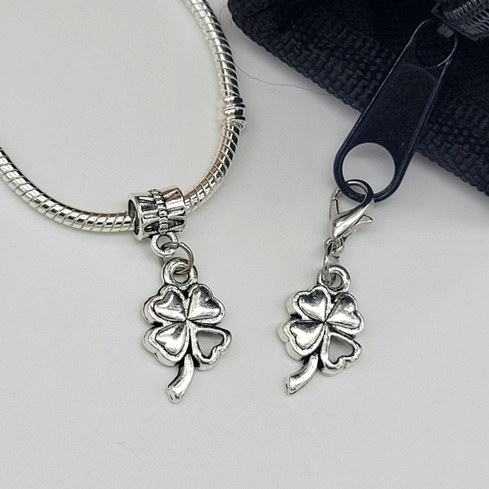 Clip On shamrock clove leaf charms bracelet charms beads $7 each